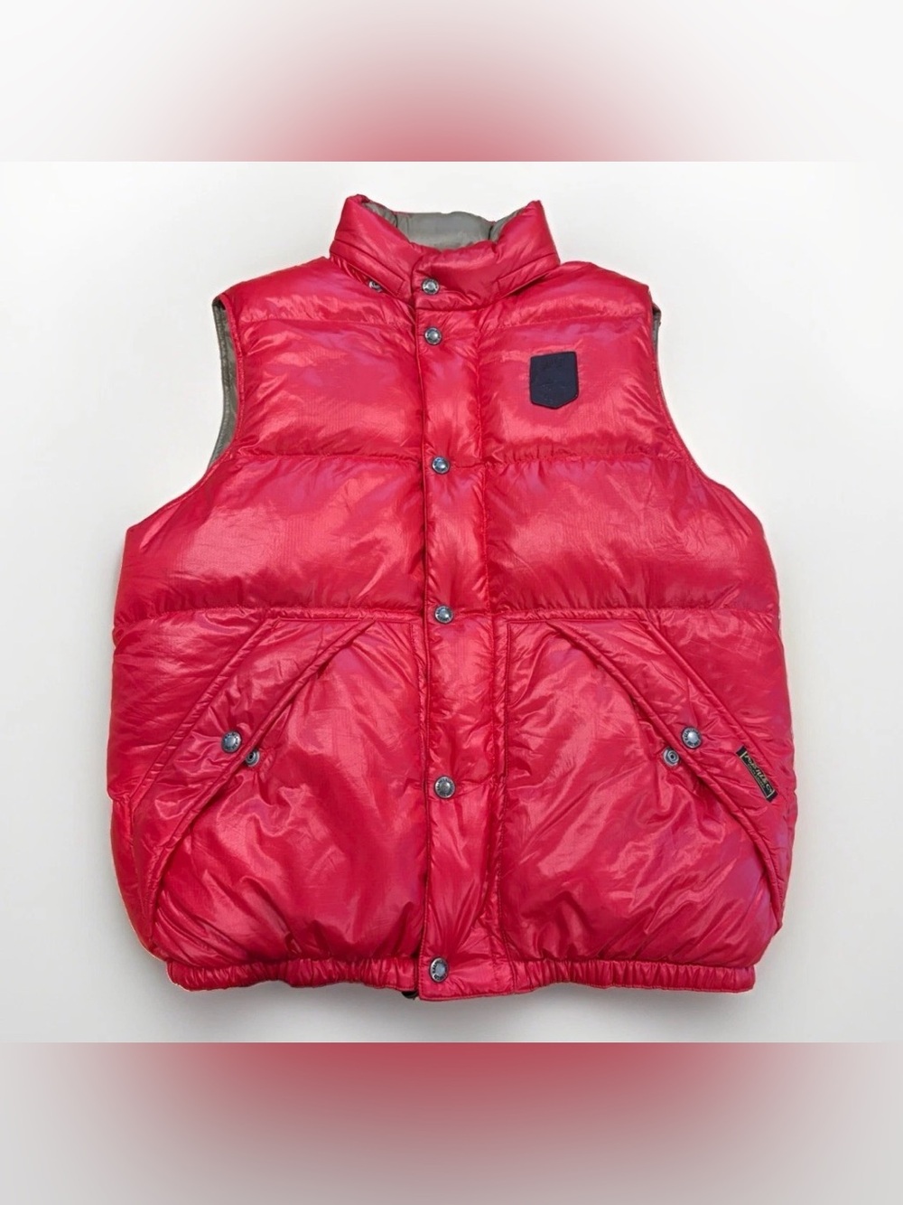 Vintage Polo Ralph Lauren Puffer Vest Red Down Filled Size Medium Oversized 90s
